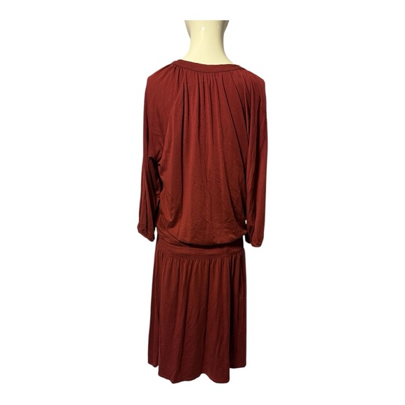 Garnet Hill Women's Poet Knit Dress Maroon Size Medium - Picture 3 of 6